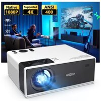 Máy chiếu có WiFi và Bluetooth, Máy chiếu hỗ trợ 4K di động ngoài trời 15000L HD 1080P Max 300" Màn hình Zoom, Máy chiếu