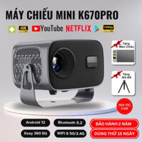 Máy chiếu mini K670 máy chiếu xem phim Giải mã Full HD 8800 Lumens Điều chỉnh 360° Android12 kết nối điện thoại Laptop