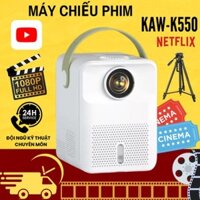 Máy chiếu phim cho gia đình siêu tiện lợi, máy chiếu mini KAW  full HD kết nối bluetooth, wifi bảo hành 1 đổi 1