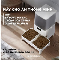 Máy cho mèo ăn tự động thông minh | wifi - dung tích 5L | Khay đựng thức ăn inox 304 đơn/đôi | Bảo hành 1-1 | Hoả tốc |