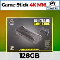 Máy Chơi Game Stick 4K Vàng M16 ULTRA HD Mới 2024 128GB, 30000+ Trò Chơi Mới PS1 PSP N64, Máy Chơi Game Cầm Tay Không Dây TV 2025
