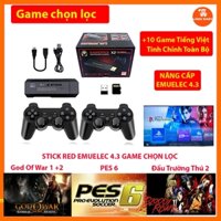 Máy Chơi Game Stick RED  HĐH Emuelec 4.3 Cài Sẵn Full Game Chọn Lọc - Tinh Chỉnh Chơi Mượt - Kèm 2 Tay cầm không dây