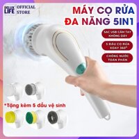 Máy Cọ Rửa Nhà Bếp Cầm Tay Đa Năng Cao Cấp Kèm 5 Đầu Thay Thế, Chống Nước IPX7 - Bàn Chải Điện Vệ Sinh Thông Minh
