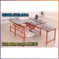 Máy cưa bàn trượt 2 lưỡi, nâng hạ lưỡi bằng điện, có hút bụi