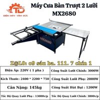 Máy cưa bàn trượt 2 lưỡi MX2680 cưa bàn trượt hệ cánh gà cắt và đẩy ván trơn tru hơn
