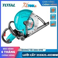 Máy cưa cắt bê tông nhựa đường TOTAL TPC9203556 2800W 4800rpm. Chiều sâu cắt tối đa 120mm Thích hợp để cắt bê tông, đá