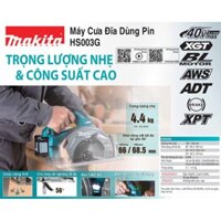 MÁY CƯA ĐĨA MAKITA DÙNG PIN 40V HS003GZ 190mm / 185mm (chưa pin sạc)