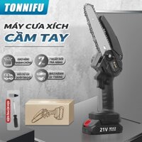 Máy cưa gỗ cầm tay Tonnifu màu đen lõi đồng 21V, công suất mạnh 1106, cắt gỗ, xích, tỉa cành, cưa mini đa năng tiện lợi