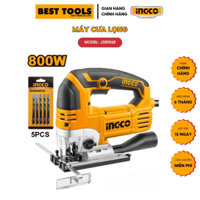 Máy cưa lọng cầm tay Ingco JS80068 khả năng cắt gỗ 135mm thép 10mm, 4 nhịp cắt, kèm theo 5 lưỡi cưa và 1 bộ carbon