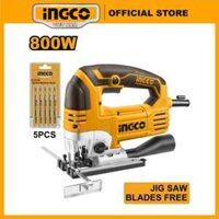 Máy cưa lọng cầm tay Ingco JS80068 khả năng cắt gỗ 135mm thép 10mm, 4 nhịp cắt, kèm theo 5 lưỡi cưa và 1 bộ carbon