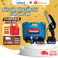 Máy Cưa Xích Cầm Tay HOMECARE, Máy Cưa Mini Pin Makita 199V, Lam Xích Dài 18cm