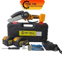 Máy cưa xích chạy pin Toptools cầm tay/ Model GT-3230 - Máy cưa gỗ mini dùng pin 21V pin 10 cell cắt tỉa cành cây