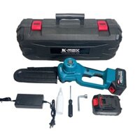 Máy Cưa xích dùng pin K-max không chổi than có bình bơm nhớt, Lam 8 inch chân pin phổ thông