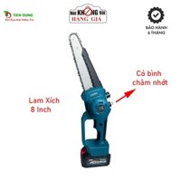 Máy Cưa xích dùng pin K-max không chổi than có bình bơm nhớt, Lam 8 inch chân pin phổ thông
