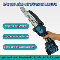 Máy cưa xích Jack Makita dùng Pin dung tích lớn lưỡi lam dài 8 inch cưa gỗ nhỏ gọn lõi đồng 100%