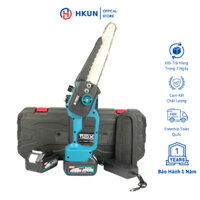 Máy Cưa Xích Pin K-MAX Chân pin phổ thông M21 Lam xích 8inch Không Chổi Than Bơm Dầu Tự động