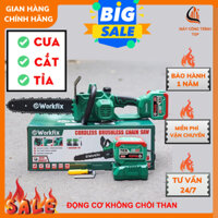Máy cưa xích pin WORKFIX 21V (WF-CS12BL) Động cơ Không chổi than,Cưa Cây, Cắt Cành, Tra Dầu Tự Động