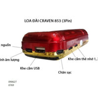 Máy Đài Nghe Pháp Craven 853+3 pin+2 khe Cắm Thẻ+Ổ Cắm USB, Đài Radio FM.