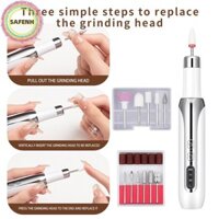Máy đánh bóng móng tay điện SAFENH Mũi khoan móng tay chuyên nghiệp Mài đánh bóng Loại bỏ da chết Nghệ thuật Chà nhám tập tin Bút Máy làm móng tay VN