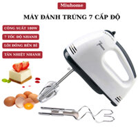 Máy đánh trứng cầm tay, máy đánh kem bơ bột bọt cà phê 7 tốc độ cao tặng kèm 4 đầu đánh trứng cao cấp - Miu Home