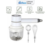 Máy Đánh Trứng Cầm Tay - Máy xay thịt, tỏi, ớt đa năng MIFAN 2021 - Hộp xay 250ml  2 đầu đánh trứng sữa cafe - BH 3 THÁNG 1 ĐỔI 1 - Trắng