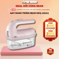 Máy đánh trứng mini cầm tay Bear DDQ-A01G1, 125W, khấy bông, kem tích hợp 5 chế độ xoay, BH 18 Tháng