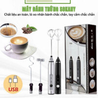 Máy Đánh Trứng , Que Tạo Bọt Cafe Mini Cầm Tay Không Giây 3 Cấp Độ Hỗ Trợ Sạc Pin