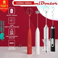 Máy Đánh Trứng Sữa Tạo Bọt Cafe Cầm Tay Mini Pin Sạc Cao Cấp miDoctor - Hàng Chính Hãng - LOẠI THƯỜNG - Trắng