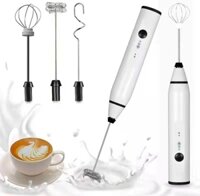 Máy Đánh Trứng, Tạo Bọt Sữa, Cafe Cầm Tay 3 Trong 1 Inox Chạy Điện Sạc USB