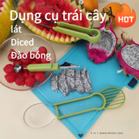 Máy Đào Trái Cây Ba Trong Một Hai Đầu Đa Năng Đĩa Trái Cây Khắc Dao Đào Dưa Hấu Thìa Đào