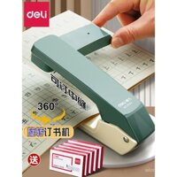 Máy dập ghim Deli lớn, xoay 360 độ, tiết kiệm công sức, máy dập ghim gia đình đa chức năng, máy dập ghim văn phòng mini, máy dập ghim sách dày, vật liệu đóng sách trung tâm