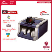 Máy đếm tiền mini nhập khẩu Mỹ Silicon MC-2300, tự động đếm tốc độ đếm 1000 tờphút, đếm số lượng, cộng dồn, chia mẻ, 2 màn hình - Hàng Chính Hãng - MC-2300