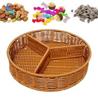 Mây Dệt Giỏ Trái Cây Ăn Nhẹ Khay Phục Vụ Dung Tích Lớn Tổ Chức Bánh Mì Giỏ Cho Máy Tính Để Bàn Sân Nhà Phòng Ngủ Kẹo
