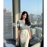 (May đo) Chân váy ôm dài qua gối thắt nơ che bụng ( váy 2 lớp) - B36