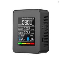Máy đo chất lượng không khí di động Máy dò CO2 trong nhà 5 trong 1 Formaldehyde HCHO TVOC Máy kiểm tra độ ẩm nhiệt độ LCD Máy đo báo động CO2 có thể sạc lại cho phòng, văn phòng, nhà kính Wareho