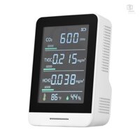 Máy đo chất lượng không khí Máy dò CO2 Máy kiểm tra chính xác IR 5 trong 1 IR cho CO2 TVOC HCHO Nhiệt độ Tương đối Độ ẩm Đọc thời gian thực với báo động Dây buộc mức độ thoải mái