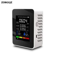 Máy dò CO2 ZONGGJZ, Máy đo chất lượng không khí hoạt động bằng pin trắng, Máy kiểm tra chất lượng không khí trong nhà 5 trong 1 di động Du lịch, khách sạn, ô tô