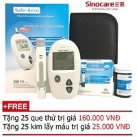 Máy đo đường huyết giá rẻ Safe Accu Sinocare ( tặng 50 que và 50 kim chích lấy máu)