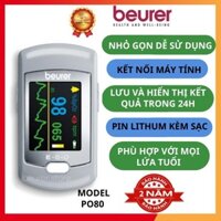 Máy đo nồng độ oxy (SPO2) và nhịp tim Beurer PO80 nhỏ gọn dễ sử dụng. Kết nối với máy tính, kèm sạc pin, không đau