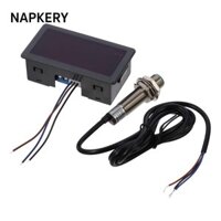 Máy đo tốc độ động cơ LED kỹ thuật số NAPKERY, Máy đo tốc độ RPM màu đỏ 4 chữ số, Máy tiện động cơ phía ngoài AC 110V-230V bền bỉ, Dây băng tải