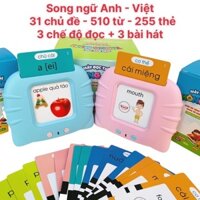 Máy Đọc Thẻ Tiếng Anh, Máy đọc thẻ Flashcard Song Ngữ Anh tiếng anh giáo dục sớm cho bé loại 1, 510 từ vựng