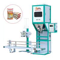 Máy đóng gói bao 50kg và khâu miệng bao bán tự động đóng gói gạo, bột băng tải