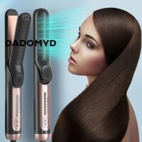 Máy duỗi tóc DADOMYD, 5 nhiệt độ và sắt uốn cong điện áp kép, Máy uốn tóc bằng sắt phẳng 2 trong 1 màu đen cho tóc ngắn dài