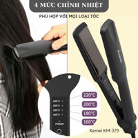 Máy Duỗi Tóc KEMEI 4 Nấc Nhiệt Chính Hãng - Máy Uốn Tóc Tạo Kiểu Ép, Là Thẳng Uốn Cụp Xoăn Lọn