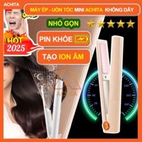 Máy duỗi tóc mini không dây Achita M2 lõi gốm Tourmalin không làm hư tóc giúp tóc óng mượt, máy ép tóc mini sạc USB