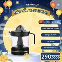 Máy ép cam mini Gemhaus GH300 công suất 60W, công nghệ vắt xoay 2 chiều, vắt cam nhẹ nhàng lọc bỏ hạt