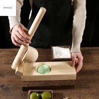 Máy ép da bánh bao BABYBOUTIQUE, Máy làm da Mochi thủ công bằng gỗ, Máy ép tay bền trong gia đình Qingtuan Ball Mold Pastry