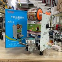 Máy ép miệng ly tự cuốn keo Eton B9, máy dập nắp cốc bán tự động ép ly 500-750ml
