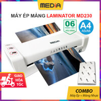 Máy Ép Plastic A4 Media MD230, Máy Ép Giấy Laminator, Combo Máy Ép Màng + Màng Ép Plastic 100 Tờ