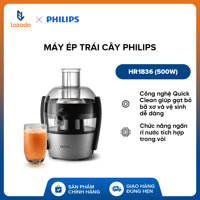 Máy Ép Trái Cây Philips HR1836 (500W) - Hàng phân phối chính hãng - Công nghệ Quick Clean giúp gạt bỏ bã xơ và vệ sinh dễ dàng Chức năng ngăn rỉ nước tích hợp trong vòi